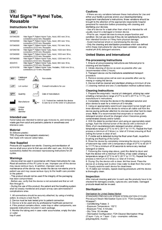 Instructions for Use: Vital Signs Hytrel Tube Reusable – Rev. A 10/9/25 Thumbnail