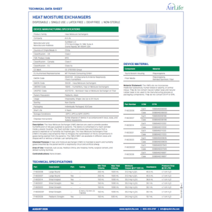 Heat Moisture Exachangers Technical Data Sheet Thumbnail