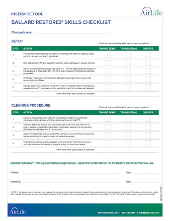 Ballard Restore2 Skills Checklist Thumbnail