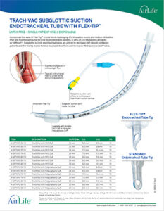 Trach-Vac Subglottic Suction Endotracheal Tube Literature Sheet ...