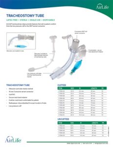 Tracheostomy Tube Literature Sheet – AirLife Connect