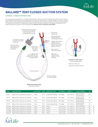 Ballard 7Day Closed Suction System Literature Sheet Thumbnail