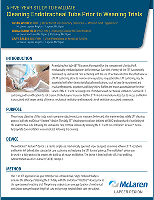 McLaren Five Year Study ETT Cleaning Abstract Thumbnail