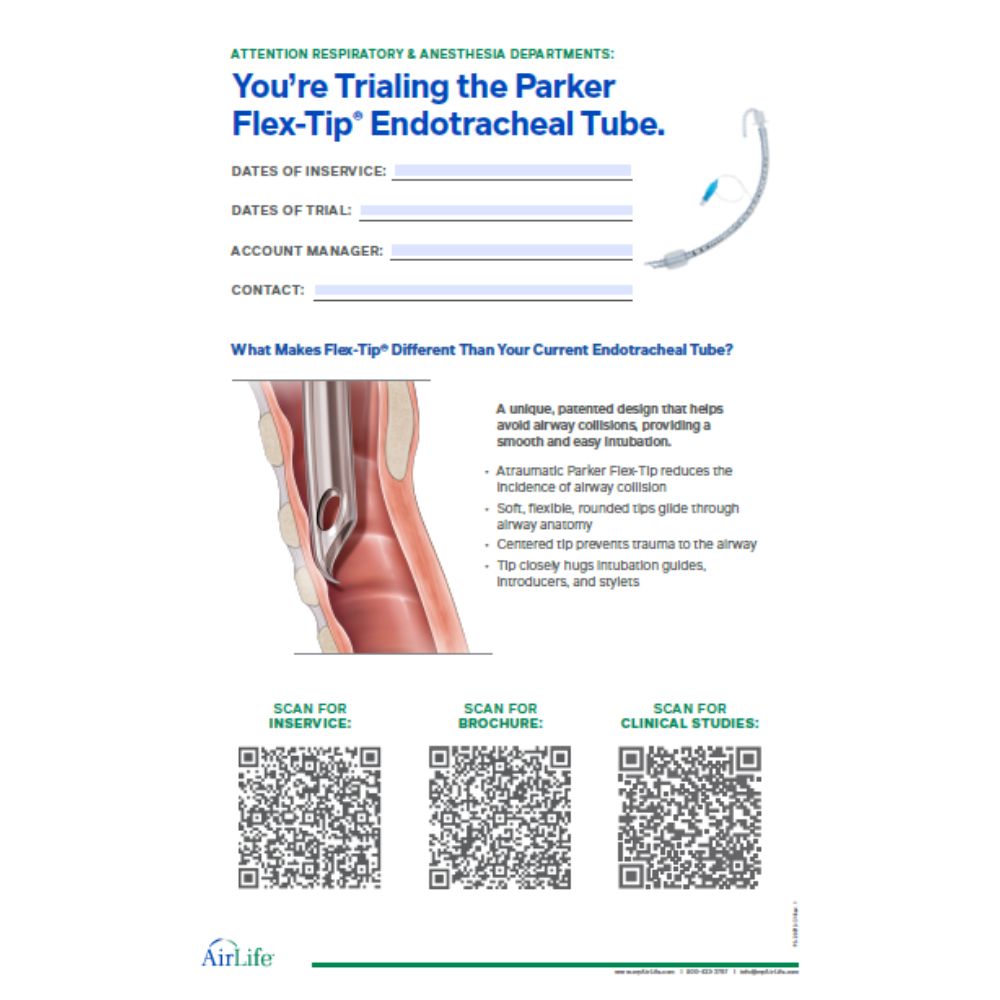 Premier Parker Flex-Tip Endotracheal Tube Leave-Behind Promo Sheet Thumbnail